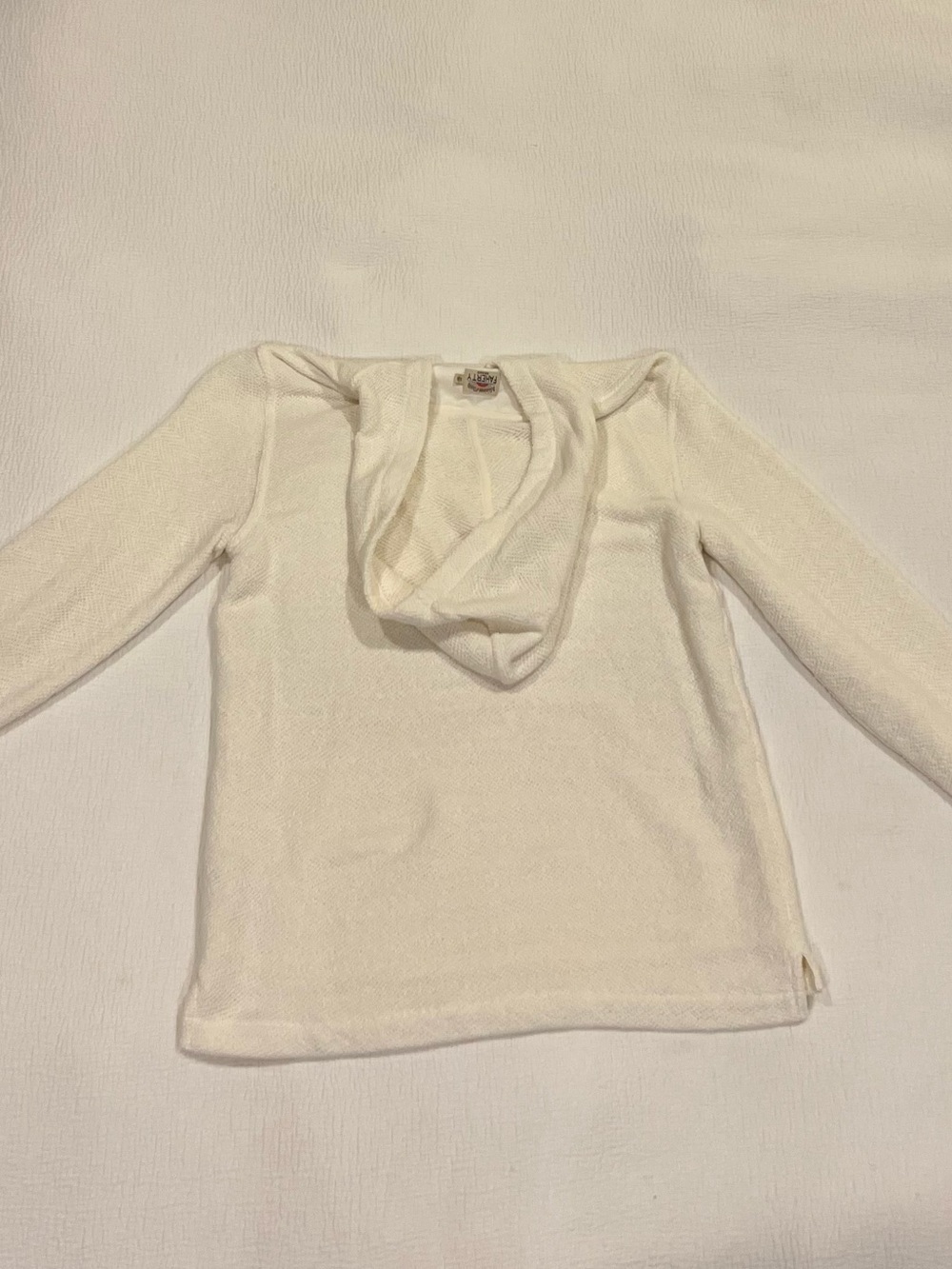 Faherty Women's Ivory V-Neck Hoodie Sweater Whitewater Hoodie - Beach Pearl - Picture 8 of 9